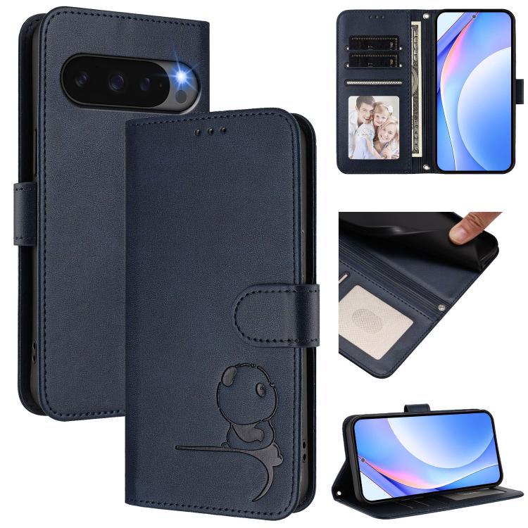 Litter Panda Embossing RFID Leather Phone Case with Lanyard, For Google Pixel 11 Pro XL, For Google Pixel 11 Pro / 11, For Google Pixel 10 Pro XL / 9 Pro XL, For Google Pixel 10 / 10 Pro, For Google Pixel 9a, For Google Pixel 9 / 9 Pro                 ...