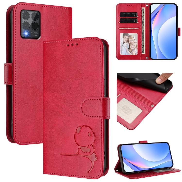 Litter Panda Embossing RFID Leather Phone Case with Lanyard, For T-Mobile Revvl 8 / T Phone 3, For T-Mobile Revvl 7 Pro / T Phone 2 Pro 5G, For T-Mobile Revvl 7 / T Phone 2 5G, For T-Mobile Revvl 6 Pro / Revvl 6x Pro 5G, For T-Mobile Revvl 6 / Revvl 6x 5G