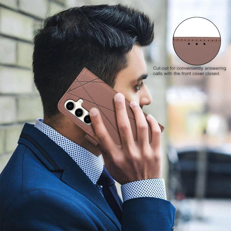 Geometric Pattern RFID Leather Phone Case, For Samsung Galaxy M36 5G
