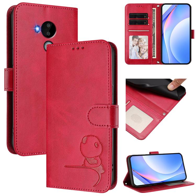 Litter Panda Embossing RFID Leather Phone Case with Lanyard, For Nokia G400, For Nokia G11 / G21 4G, For Nokia C30