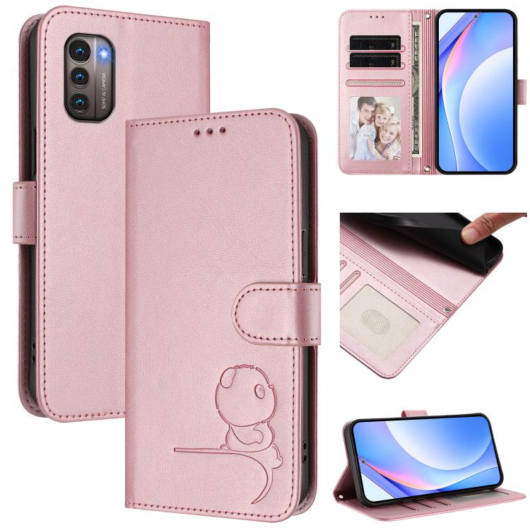 Litter Panda Embossing RFID Leather Phone Case with Lanyard, For Nokia G400, For Nokia G11 / G21 4G, For Nokia C30
