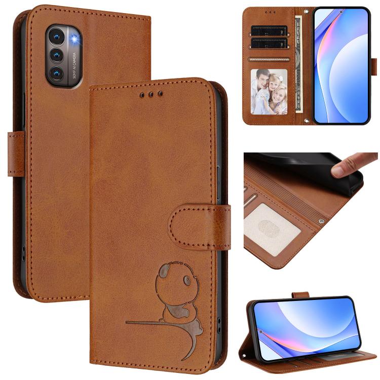 Litter Panda Embossing RFID Leather Phone Case with Lanyard, For Nokia G400, For Nokia G11 / G21 4G, For Nokia C30