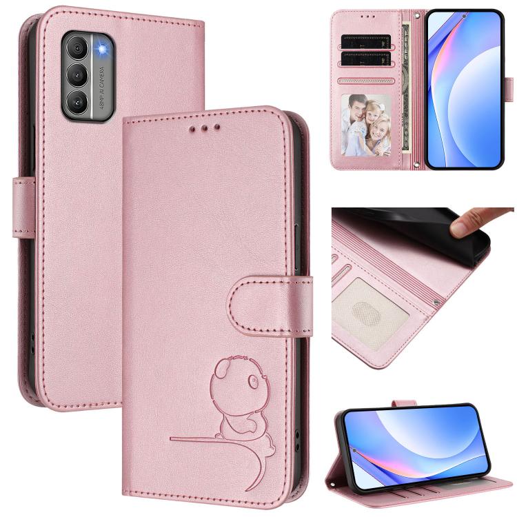 Litter Panda Embossing RFID Leather Phone Case with Lanyard, For Nokia G400, For Nokia G11 / G21 4G, For Nokia C30