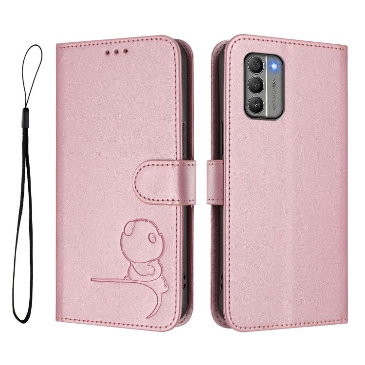 Litter Panda Embossing RFID Leather Phone Case with Lanyard, For Nokia G400, For Nokia G11 / G21 4G, For Nokia C30