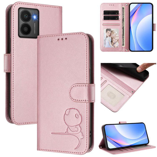Litter Panda Embossing RFID Leather Phone Case with Lanyard, For HMD Fuison, For HMD Skyline, For HMD Pulse Pro / Pulse / Pulse+