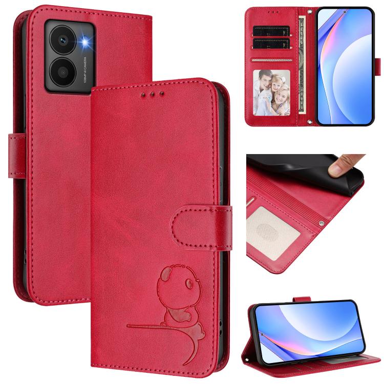 Litter Panda Embossing RFID Leather Phone Case with Lanyard, For HMD Fuison, For HMD Skyline, For HMD Pulse Pro / Pulse / Pulse+