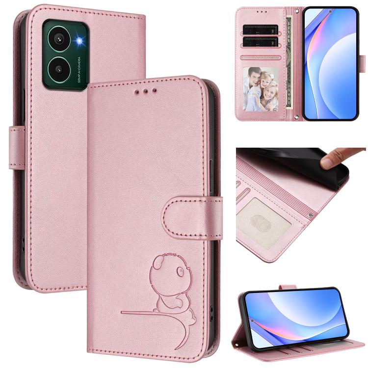 Litter Panda Embossing RFID Leather Phone Case with Lanyard, For HMD Fuison, For HMD Skyline, For HMD Pulse Pro / Pulse / Pulse+