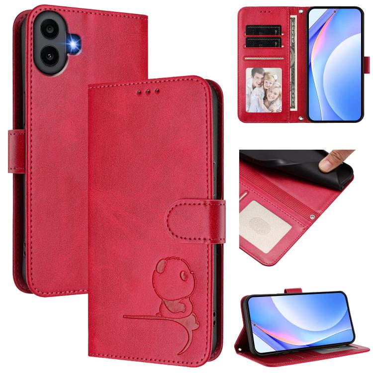 Litter Panda Embossing RFID Leather Phone Case with Lanyard, For Nothing Phone 4a Pro, For Nothing Phone 4a, For Nothing CMF Phone 2 Pro, For Nothing Phone 3a, For Nothing Phone 3a Pro, For Nothing CMF Phone 1, For Nothing Phone 2a