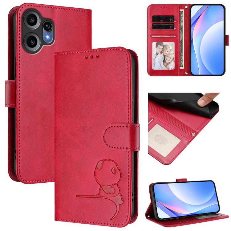 Litter Panda Embossing RFID Leather Phone Case with Lanyard, For Nothing Phone 4a Pro, For Nothing Phone 4a, For Nothing CMF Phone 2 Pro, For Nothing Phone 3a, For Nothing Phone 3a Pro, For Nothing CMF Phone 1, For Nothing Phone 2a