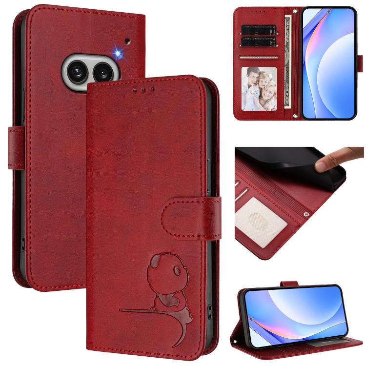Litter Panda Embossing RFID Leather Phone Case with Lanyard, For Nothing Phone 4a Pro, For Nothing Phone 4a, For Nothing CMF Phone 2 Pro, For Nothing Phone 3a, For Nothing Phone 3a Pro, For Nothing CMF Phone 1, For Nothing Phone 2a