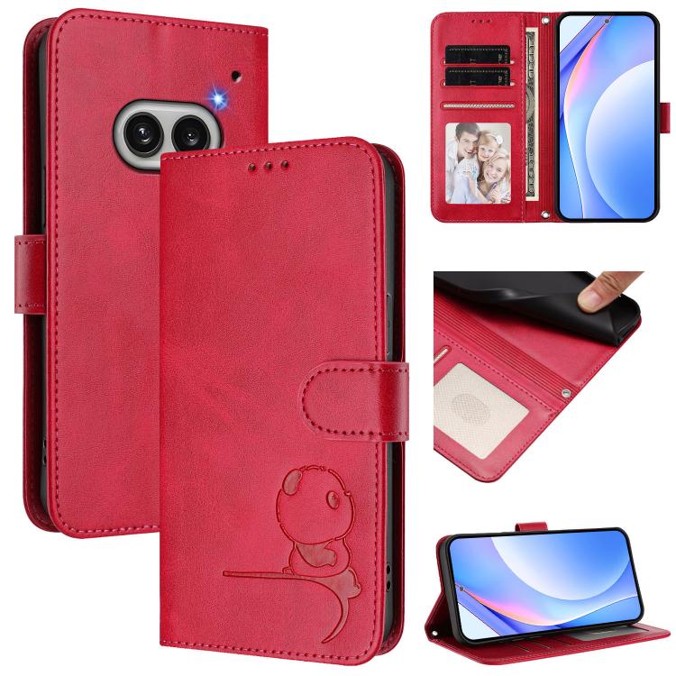 Litter Panda Embossing RFID Leather Phone Case with Lanyard, For Nothing Phone 4a Pro, For Nothing Phone 4a, For Nothing CMF Phone 2 Pro, For Nothing Phone 3a, For Nothing Phone 3a Pro, For Nothing CMF Phone 1, For Nothing Phone 2a