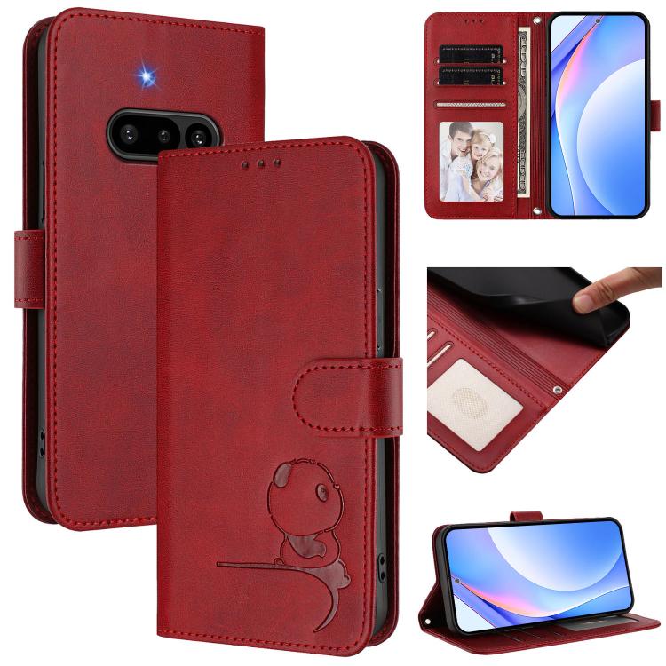 Litter Panda Embossing RFID Leather Phone Case with Lanyard, For Nothing Phone 4a Pro, For Nothing Phone 4a, For Nothing CMF Phone 2 Pro, For Nothing Phone 3a, For Nothing Phone 3a Pro, For Nothing CMF Phone 1, For Nothing Phone 2a