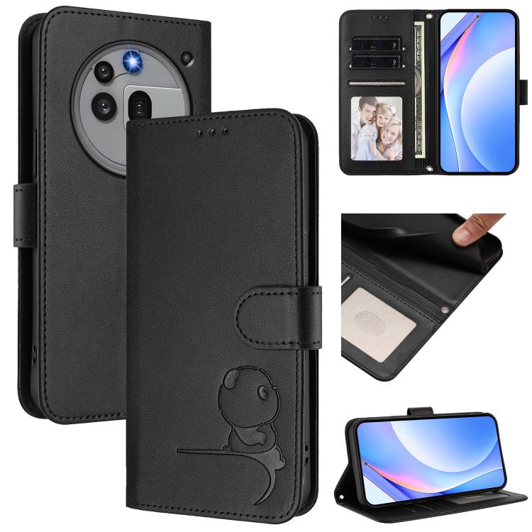 Litter Panda Embossing RFID Leather Phone Case with Lanyard, For Nothing Phone 4a Pro, For Nothing Phone 4a, For Nothing CMF Phone 2 Pro, For Nothing Phone 3a, For Nothing Phone 3a Pro, For Nothing CMF Phone 1, For Nothing Phone 2a