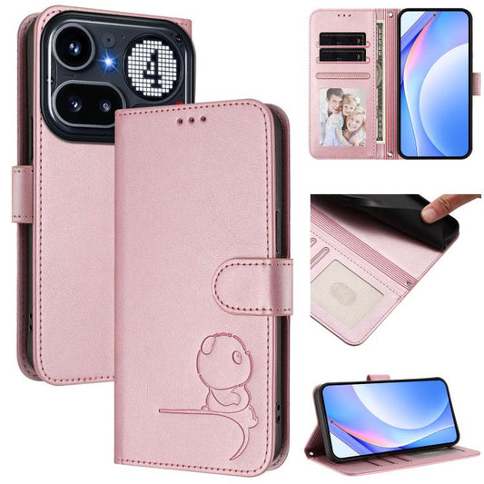 Litter Panda Embossing RFID Leather Phone Case with Lanyard, For Nothing Phone 4a Pro, For Nothing Phone 4a, For Nothing CMF Phone 2 Pro, For Nothing Phone 3a, For Nothing Phone 3a Pro, For Nothing CMF Phone 1, For Nothing Phone 2a