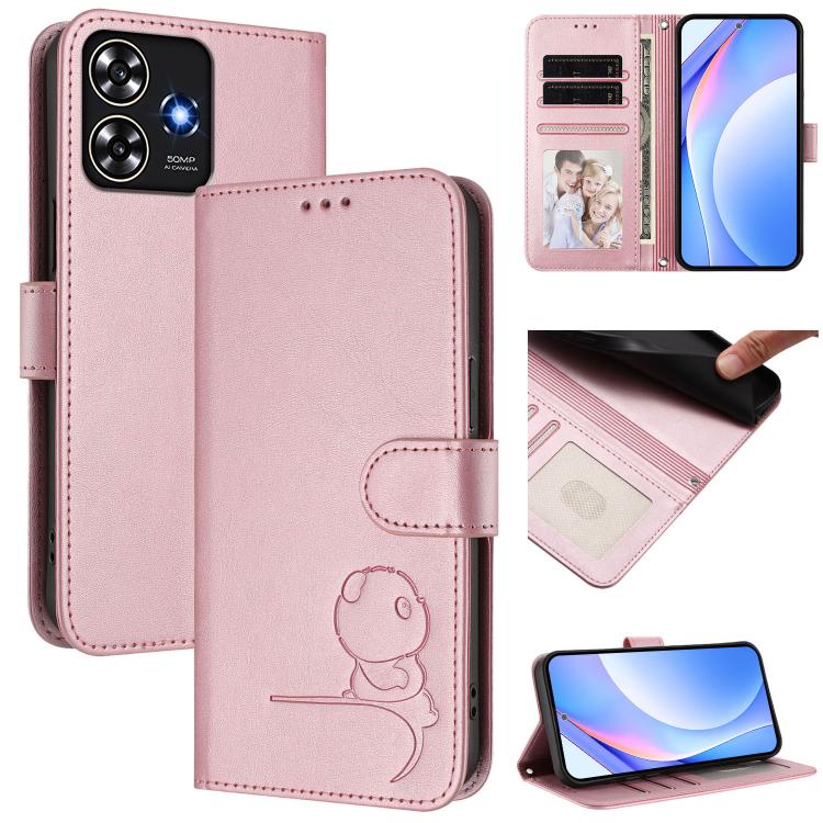 Litter Panda Embossing RFID Leather Phone Case with Lanyard, For ZTE Blade A75 4G, For ZTE Blade A35 / A55, For ZTE nubia Focus Pro, For ZTE nubia Z60 Ultra, For ZTE Blade A73 5G, For ZTE Blade A73 4G, For ZTE Blade V50 Vita, For ZTE Blade A53 / A53+