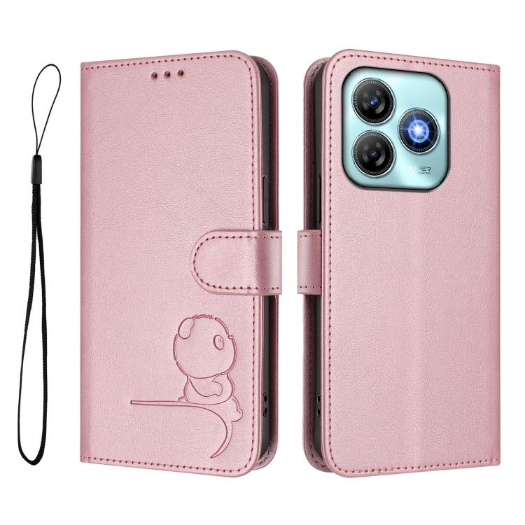 Litter Panda Embossing RFID Leather Phone Case with Lanyard, For ZTE Blade A75 4G, For ZTE Blade A35 / A55, For ZTE nubia Focus Pro, For ZTE nubia Z60 Ultra, For ZTE Blade A73 5G, For ZTE Blade A73 4G, For ZTE Blade V50 Vita, For ZTE Blade A53 / A53+