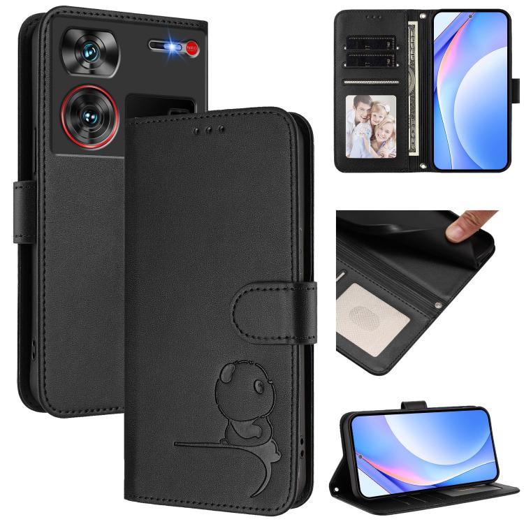 Litter Panda Embossing RFID Leather Phone Case with Lanyard, For ZTE Blade A75 4G, For ZTE Blade A35 / A55, For ZTE nubia Focus Pro, For ZTE nubia Z60 Ultra, For ZTE Blade A73 5G, For ZTE Blade A73 4G, For ZTE Blade V50 Vita, For ZTE Blade A53 / A53+