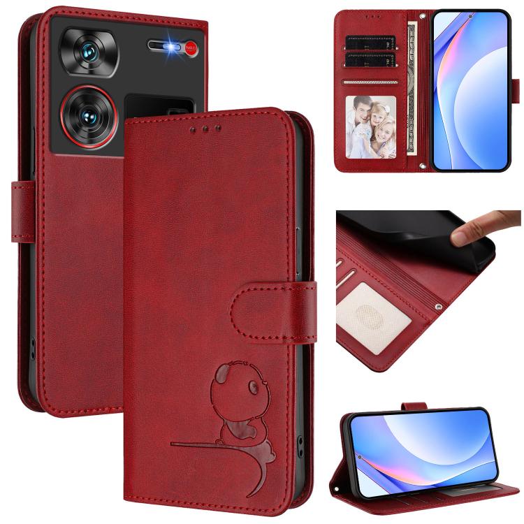 Litter Panda Embossing RFID Leather Phone Case with Lanyard, For ZTE Blade A75 4G, For ZTE Blade A35 / A55, For ZTE nubia Focus Pro, For ZTE nubia Z60 Ultra, For ZTE Blade A73 5G, For ZTE Blade A73 4G, For ZTE Blade V50 Vita, For ZTE Blade A53 / A53+