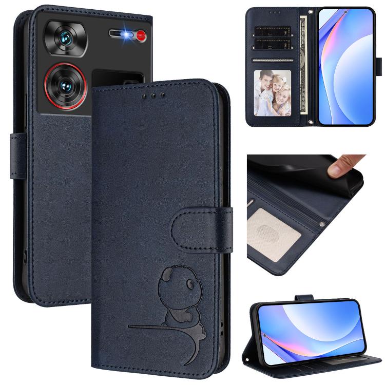 Litter Panda Embossing RFID Leather Phone Case with Lanyard, For ZTE Blade A75 4G, For ZTE Blade A35 / A55, For ZTE nubia Focus Pro, For ZTE nubia Z60 Ultra, For ZTE Blade A73 5G, For ZTE Blade A73 4G, For ZTE Blade V50 Vita, For ZTE Blade A53 / A53+