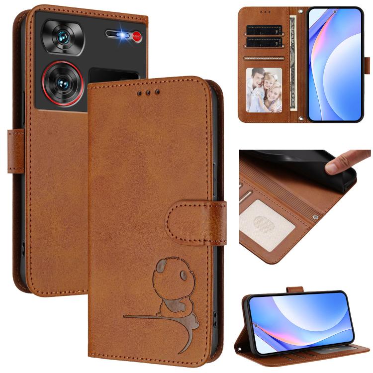 Litter Panda Embossing RFID Leather Phone Case with Lanyard, For ZTE Blade A75 4G, For ZTE Blade A35 / A55, For ZTE nubia Focus Pro, For ZTE nubia Z60 Ultra, For ZTE Blade A73 5G, For ZTE Blade A73 4G, For ZTE Blade V50 Vita, For ZTE Blade A53 / A53+
