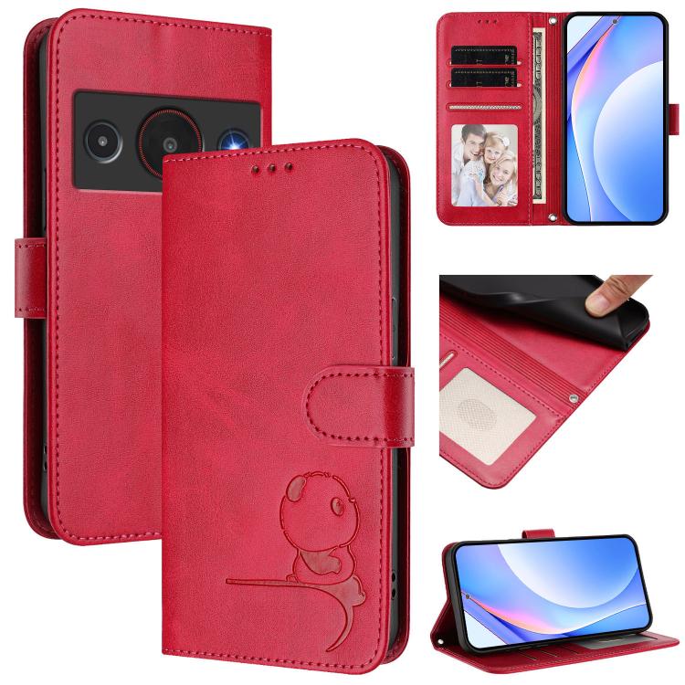 Litter Panda Embossing RFID Leather Phone Case with Lanyard, For ZTE nubia Neo 5 5G, For ZTE nubia Neo 5 GT 5G, For ZTE nubia P7 Pro 5G / Optus X Value 5G, For ZTE nubia P9 Pro 5G / Optus X Pro 2 5G, For ZTE nubia RedMagic 11 Air                       ...