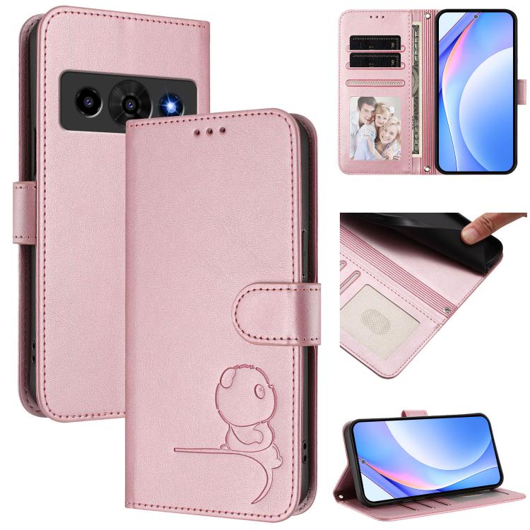 Litter Panda Embossing RFID Leather Phone Case with Lanyard, For ZTE nubia Neo 5 5G, For ZTE nubia Neo 5 GT 5G, For ZTE nubia P7 Pro 5G / Optus X Value 5G, For ZTE nubia P9 Pro 5G / Optus X Pro 2 5G, For ZTE nubia RedMagic 11 Air                       ...