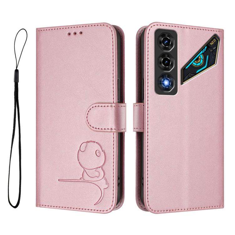 Litter Panda Embossing RFID Leather Phone Case with Lanyard, For ZTE nubia Neo 5 5G, For ZTE nubia Neo 5 GT 5G, For ZTE nubia P7 Pro 5G / Optus X Value 5G, For ZTE nubia P9 Pro 5G / Optus X Pro 2 5G, For ZTE nubia RedMagic 11 Air                       ...
