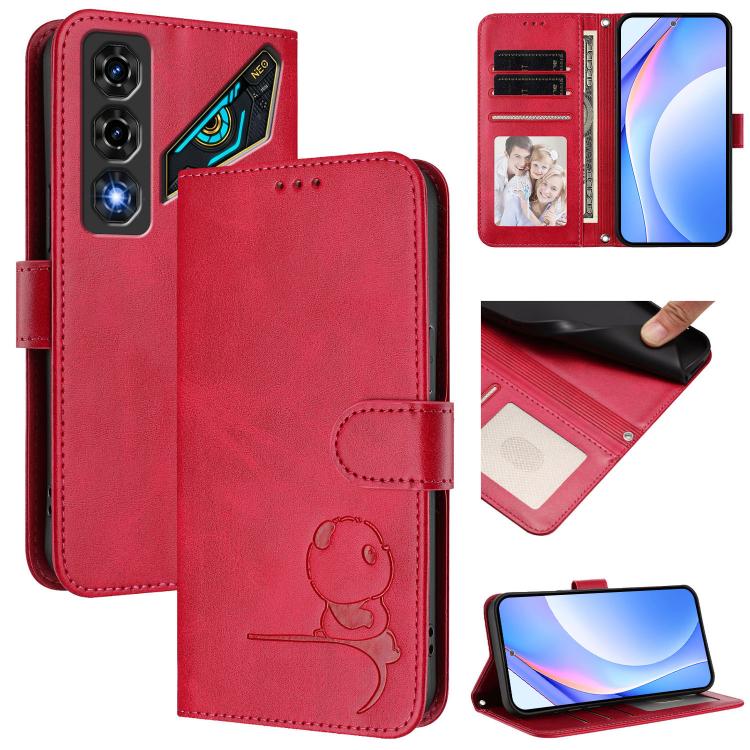 Litter Panda Embossing RFID Leather Phone Case with Lanyard, For ZTE nubia Neo 5 5G, For ZTE nubia Neo 5 GT 5G, For ZTE nubia P7 Pro 5G / Optus X Value 5G, For ZTE nubia P9 Pro 5G / Optus X Pro 2 5G, For ZTE nubia RedMagic 11 Air                       ...