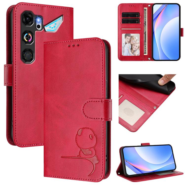 Litter Panda Embossing RFID Leather Phone Case with Lanyard, For ZTE nubia Neo 5 5G, For ZTE nubia Neo 5 GT 5G, For ZTE nubia P7 Pro 5G / Optus X Value 5G, For ZTE nubia P9 Pro 5G / Optus X Pro 2 5G, For ZTE nubia RedMagic 11 Air                       ...
