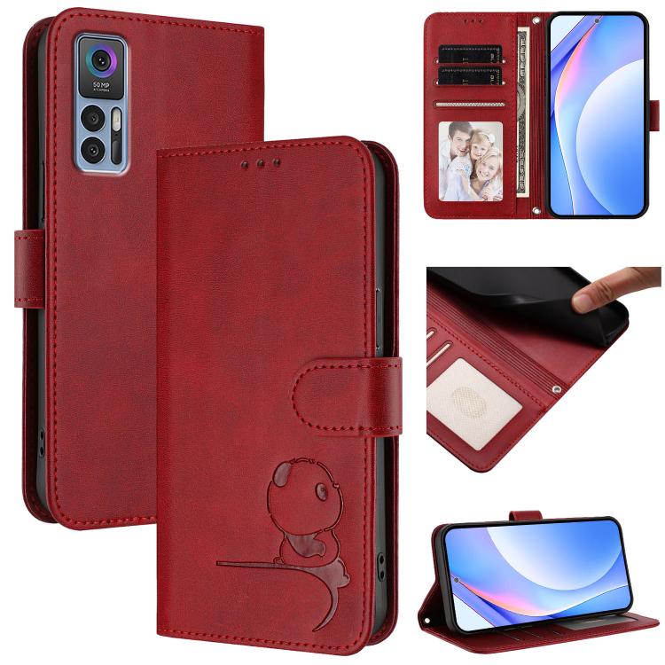 Litter Panda Embossing RFID Leather Phone Case with Lanyard, For TCL 40 R 5G / Sharp Aquos V6, For TCL 30 XL T701DL, For TCL 305 / 306 / 30 SE AL02, For TCL Stylus 5G, For TCL 303, For TCL 30T T603DL, For TCL 30 4G / 30 5G / 30 Plus, For TCL 30 SE