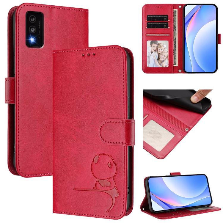 Litter Panda Embossing RFID Leather Phone Case with Lanyard, For TCL 40 R 5G / Sharp Aquos V6, For TCL 30 XL T701DL, For TCL 305 / 306 / 30 SE AL02, For TCL Stylus 5G, For TCL 303, For TCL 30T T603DL, For TCL 30 4G / 30 5G / 30 Plus, For TCL 30 SE