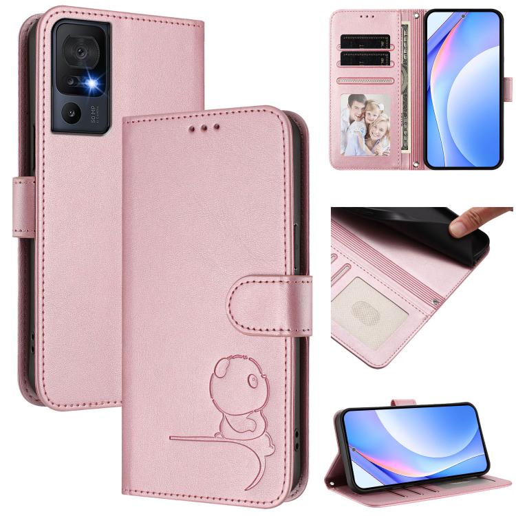 Litter Panda Embossing RFID Leather Phone Case with Lanyard, For TCL 201, For TCL 50 XE, For TCL 50 SE / 40 NxtPaper 4G, For TCL 501 / Vodafone Smart M25, For TCL 505, For TCL 502, For TCL 40 SE, For TCL 403 / Vodafone Smart M23