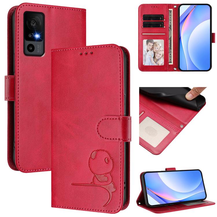 Litter Panda Embossing RFID Leather Phone Case with Lanyard, For TCL 40 R 5G / Sharp Aquos V6, For TCL 30 XL T701DL, For TCL 305 / 306 / 30 SE AL02, For TCL Stylus 5G, For TCL 303, For TCL 30T T603DL, For TCL 30 4G / 30 5G / 30 Plus, For TCL 30 SE