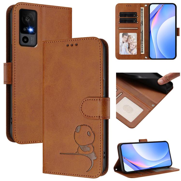 Litter Panda Embossing RFID Leather Phone Case with Lanyard, For TCL 40 R 5G / Sharp Aquos V6, For TCL 30 XL T701DL, For TCL 305 / 306 / 30 SE AL02, For TCL Stylus 5G, For TCL 303, For TCL 30T T603DL, For TCL 30 4G / 30 5G / 30 Plus, For TCL 30 SE