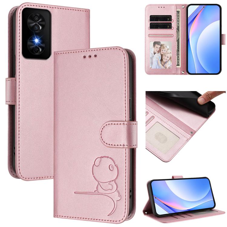 Litter Panda Embossing RFID Leather Phone Case with Lanyard, For TCL 201, For TCL 50 XE, For TCL 50 SE / 40 NxtPaper 4G, For TCL 501 / Vodafone Smart M25, For TCL 505, For TCL 502, For TCL 40 SE, For TCL 403 / Vodafone Smart M23