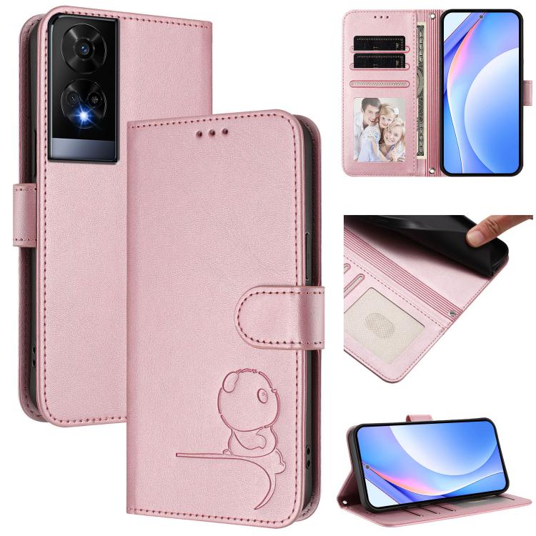 Litter Panda Embossing RFID Leather Phone Case with Lanyard, For TCL 201, For TCL 50 XE, For TCL 50 SE / 40 NxtPaper 4G, For TCL 501 / Vodafone Smart M25, For TCL 505, For TCL 502, For TCL 40 SE, For TCL 403 / Vodafone Smart M23