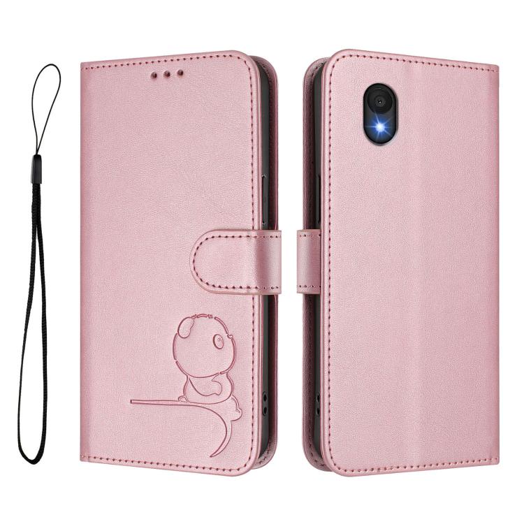 Litter Panda Embossing RFID Leather Phone Case with Lanyard, For TCL 201, For TCL 50 XE, For TCL 50 SE / 40 NxtPaper 4G, For TCL 501 / Vodafone Smart M25, For TCL 505, For TCL 502, For TCL 40 SE, For TCL 403 / Vodafone Smart M23