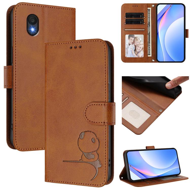 Litter Panda Embossing RFID Leather Phone Case with Lanyard, For TCL 201, For TCL 50 XE, For TCL 50 SE / 40 NxtPaper 4G, For TCL 501 / Vodafone Smart M25, For TCL 505, For TCL 502, For TCL 40 SE, For TCL 403 / Vodafone Smart M23