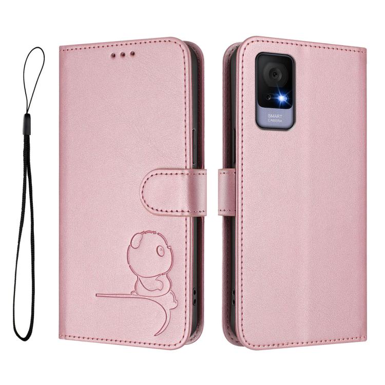 Litter Panda Embossing RFID Leather Phone Case with Lanyard, For TCL 405 / 406 / 406s / 408 T506D, For TCL 60 NxtPaper, For TCL 605 / 60 SE, For TCL 60 5G, For TCL 60R 5G, For TCL 503, For TCL 50 5G / 50 XE NxtPaper / 50 XE                             ...