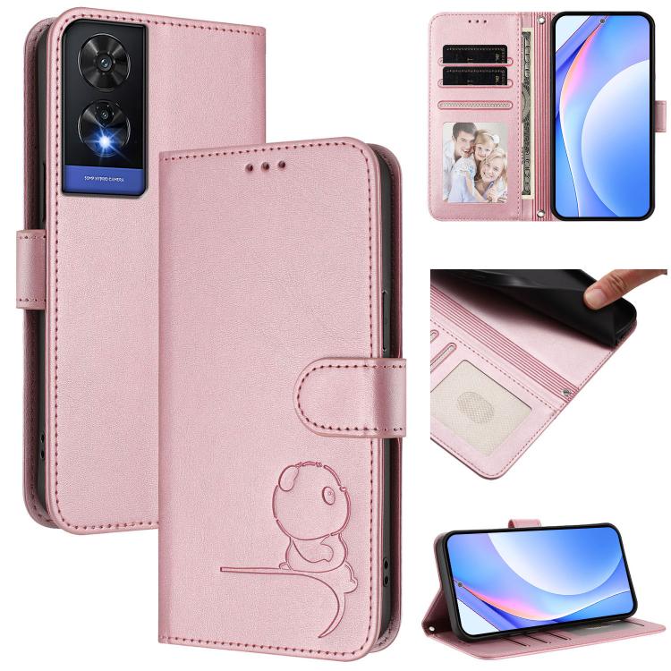 Litter Panda Embossing RFID Leather Phone Case with Lanyard, For TCL 201, For TCL 50 XE, For TCL 50 SE / 40 NxtPaper 4G, For TCL 501 / Vodafone Smart M25, For TCL 505, For TCL 502, For TCL 40 SE, For TCL 403 / Vodafone Smart M23
