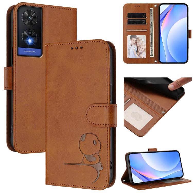Litter Panda Embossing RFID Leather Phone Case with Lanyard, For TCL 201, For TCL 50 XE, For TCL 50 SE / 40 NxtPaper 4G, For TCL 501 / Vodafone Smart M25, For TCL 505, For TCL 502, For TCL 40 SE, For TCL 403 / Vodafone Smart M23