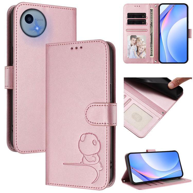 Litter Panda Embossing RFID Leather Phone Case with Lanyard, For Sharp Aquos wish6, For Sharp Aquos R11, For Sharp Aquos Sense10, For Sharp Aquos R10, For Sharp Aquos wish5, For Sharp Aquos Sense9 Plus, For Sharp Aquos Sense9                           ...