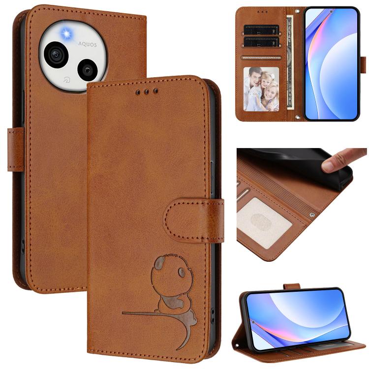 Litter Panda Embossing RFID Leather Phone Case with Lanyard, For Sharp Aquos wish6, For Sharp Aquos R11, For Sharp Aquos Sense10, For Sharp Aquos R10, For Sharp Aquos wish5, For Sharp Aquos Sense9 Plus, For Sharp Aquos Sense9                           ...
