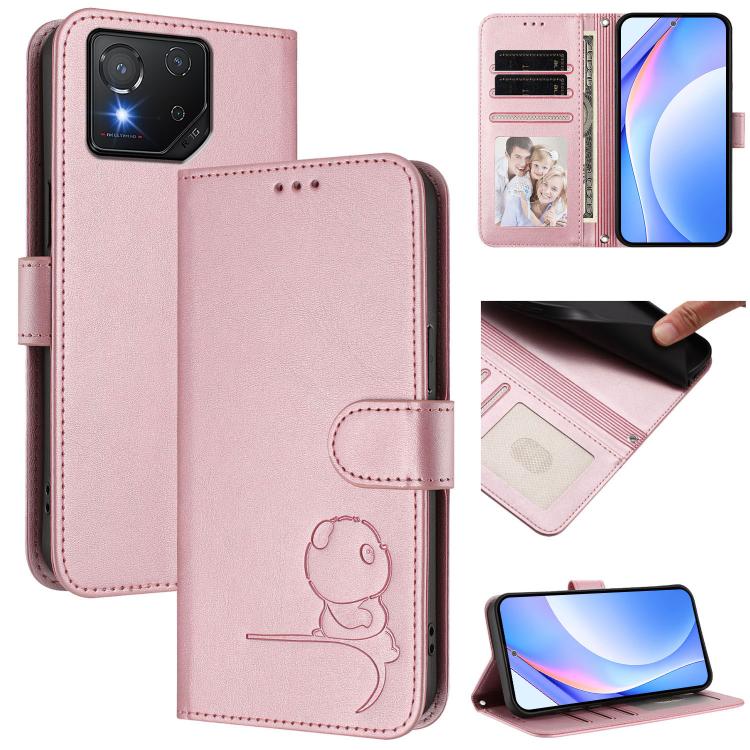 Litter Panda Embossing RFID Leather Phone Case with Lanyard, For Asus Zenfone 12 Ultra, For Asus ROG Phone 9 / 9 Pro, For Asus Zenfone 11 Ultra, For Asus ROG Phone 8 / 8 Pro