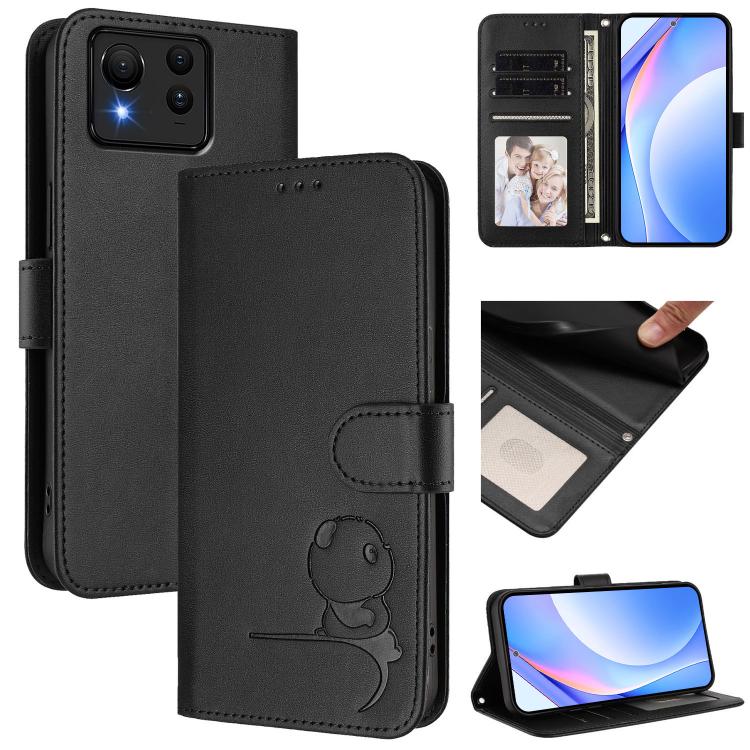 Litter Panda Embossing RFID Leather Phone Case with Lanyard, For Asus Zenfone 12 Ultra, For Asus ROG Phone 9 / 9 Pro, For Asus Zenfone 11 Ultra, For Asus ROG Phone 8 / 8 Pro