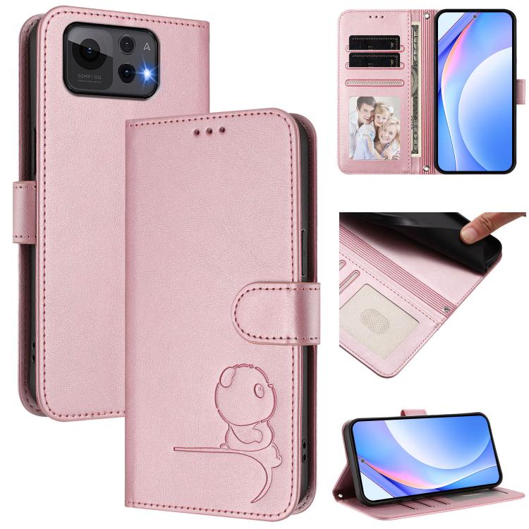 Litter Panda Embossing RFID Leather Phone Case with Lanyard, For Asus Zenfone 12 Ultra, For Asus ROG Phone 9 / 9 Pro, For Asus Zenfone 11 Ultra, For Asus ROG Phone 8 / 8 Pro