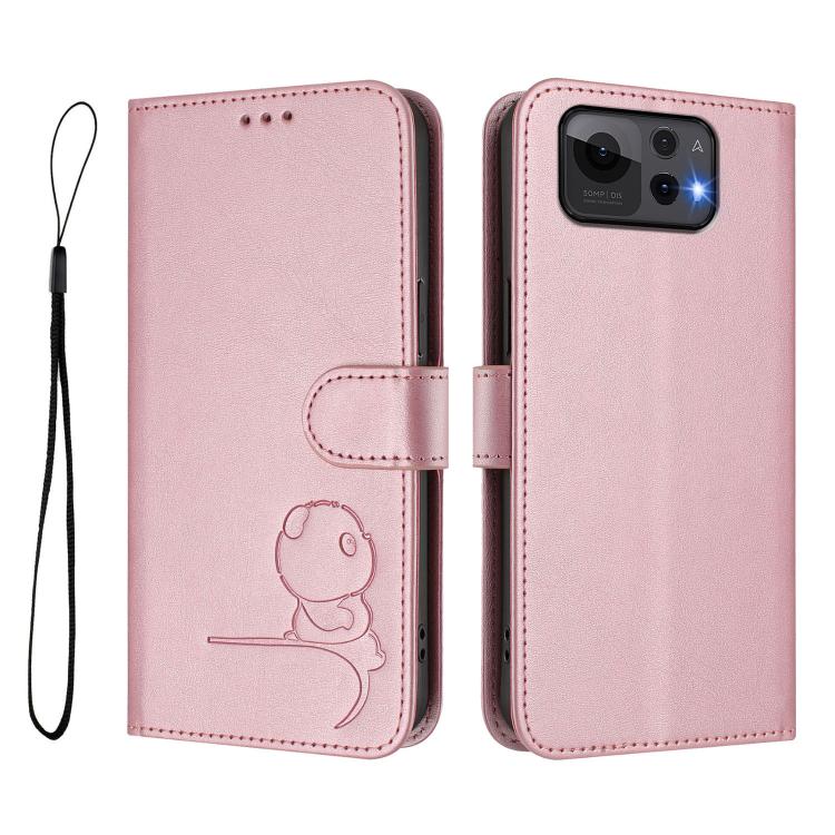 Litter Panda Embossing RFID Leather Phone Case with Lanyard, For Asus Zenfone 12 Ultra, For Asus ROG Phone 9 / 9 Pro, For Asus Zenfone 11 Ultra, For Asus ROG Phone 8 / 8 Pro