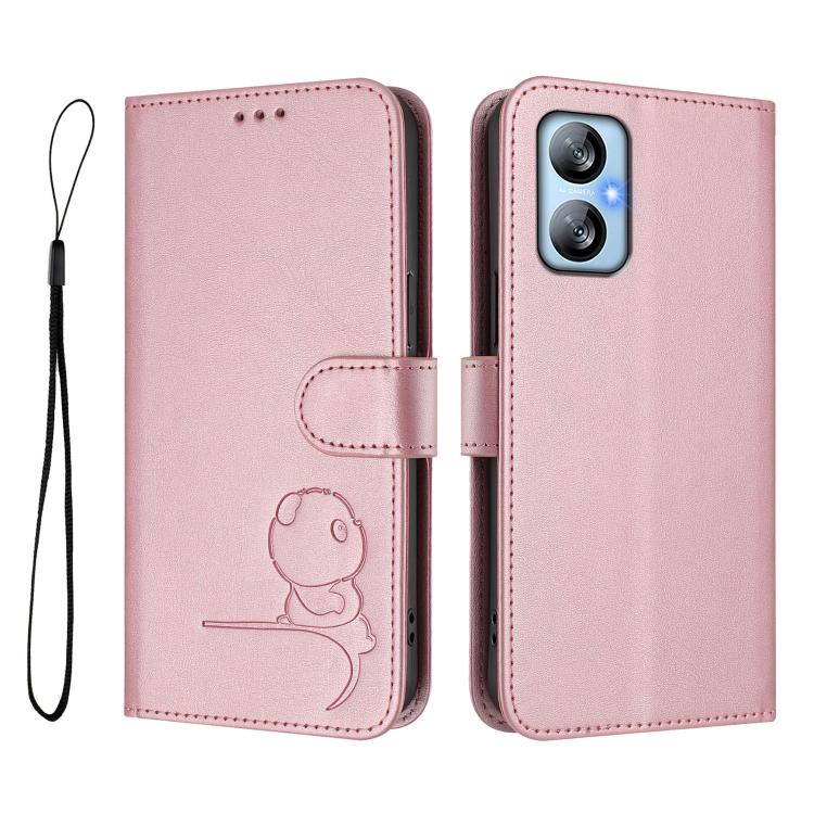 Litter Panda Embossing RFID Leather Phone Case with Lanyard, For Blackview A52 / A52 Pro, For Blackview A53