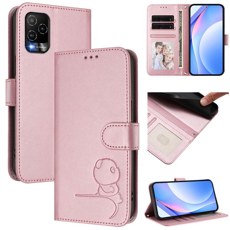 Litter Panda Embossing RFID Leather Phone Case with Lanyard, For BLU G95, For BLU Bold N4, For BLU Bold K10, For BLU G54, For BLU G64, For BLU Bold K50, For BLU C9, For BLU View 5 Pro