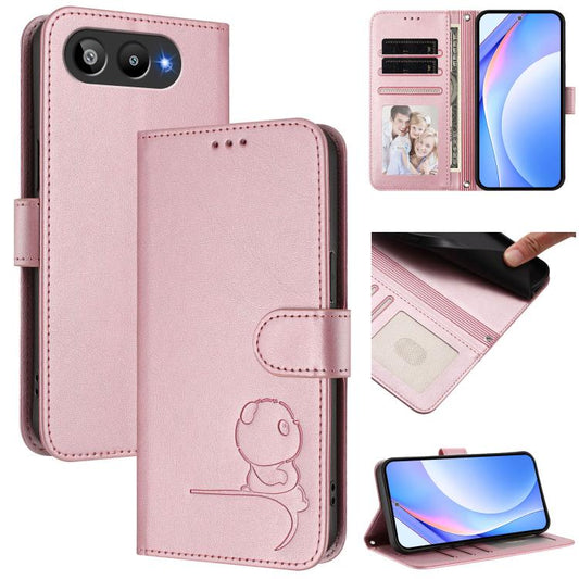 Litter Panda Embossing RFID Leather Phone Case with Lanyard, For BLU G95, For BLU Bold N4, For BLU Bold K10, For BLU G54, For BLU G64, For BLU Bold K50, For BLU C9, For BLU View 5 Pro